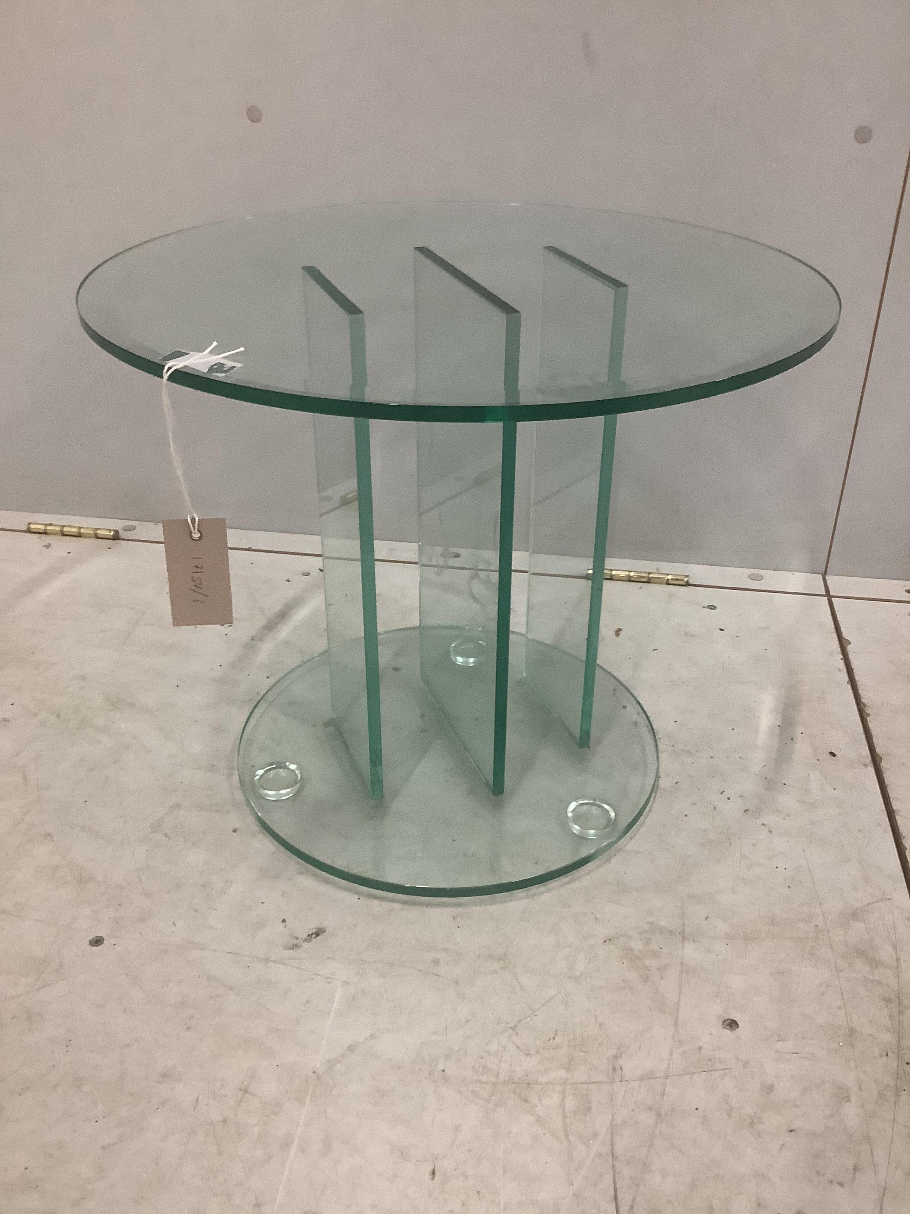 A Contemporary circular glass lamp table, diameter 50cm, height 41cm. Condition - good